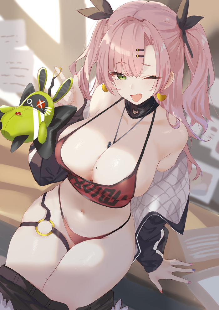 Nicole and her banbuba - NSFW, Art, Anime, Zenless Zone Zero, Anime art, Nicole Demara (zzz), Boobs, Choker