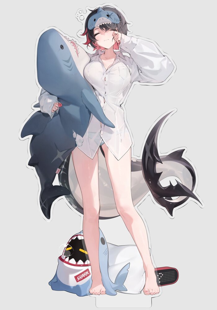 Sleepy shark - NSFW, Anime art, Anime, Girls, Games, Ellen Joe (zzz), Zenless Zone Zero, Underpants, Pantsu, Underwear, Tail