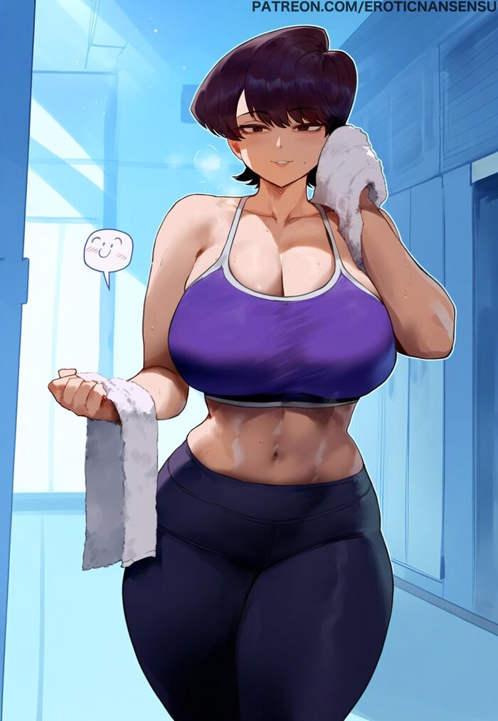 After workout - NSFW, Eroticnansensu, Art, Anime, Anime art, Hand-drawn erotica, Erotic, Komi-san wa comyushou desu, Komi Shuuko, MILF, Neural network art, Longpost