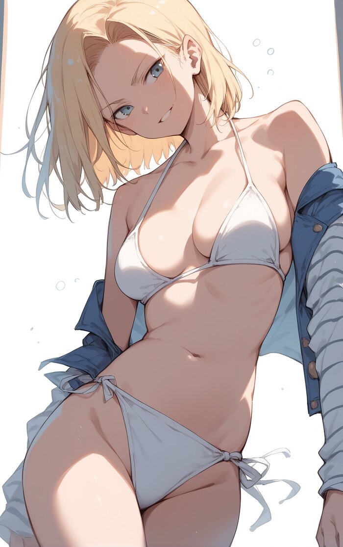 Android 18 - NSFW, Anime, Anime art, Android 18, Dragon ball, Dragon ball z, Swimsuit, Neural network art