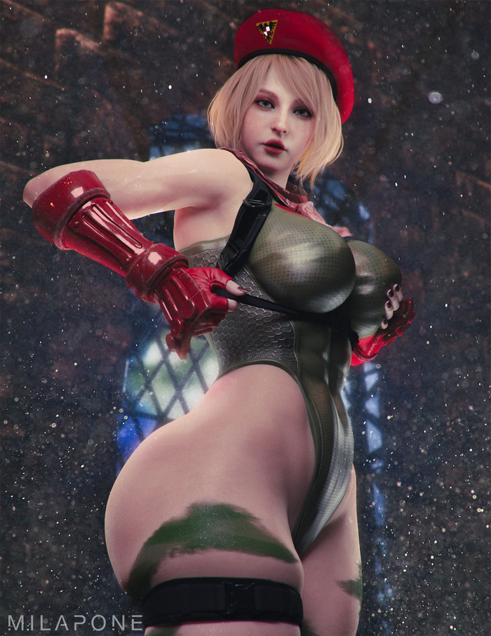 После тренировок с Леоном... - NSFW, Девушки, Game Art, Игры, Resident Evil 4, Resident Evil, Street Fighter, Cammy White, Эшли, Кроссовер, Боди, Блондинка, 18+