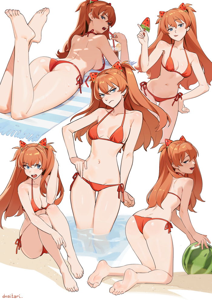 Asuka - NSFW, Аниме, Anime Art, Арт, Девушки, Asuka Langley, Evangelion, Купальник