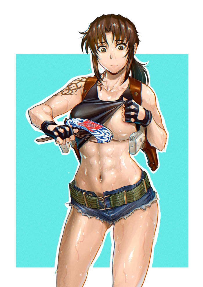 Жарко - NSFW, Anime Art, Аниме, Black Lagoon, Revy