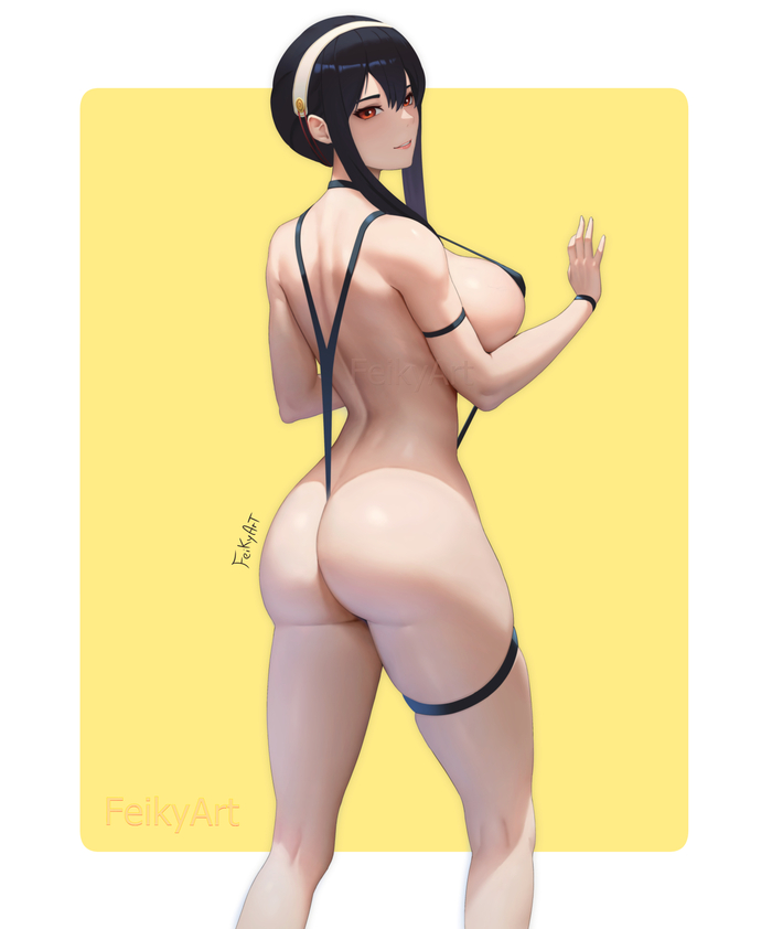 Yor Slingshot - NSFW, Art, Anime art, Anime, Spy X Family, Yor Forger, Booty, Swimsuit, Erotic, Hand-drawn erotica