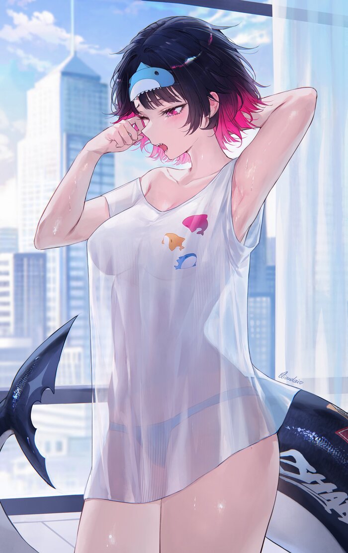 Good morning with Ellen - NSFW, Anime, Anime art, Ellen Joe (zzz), Zenless Zone Zero, Underwear, Tail, Boobs