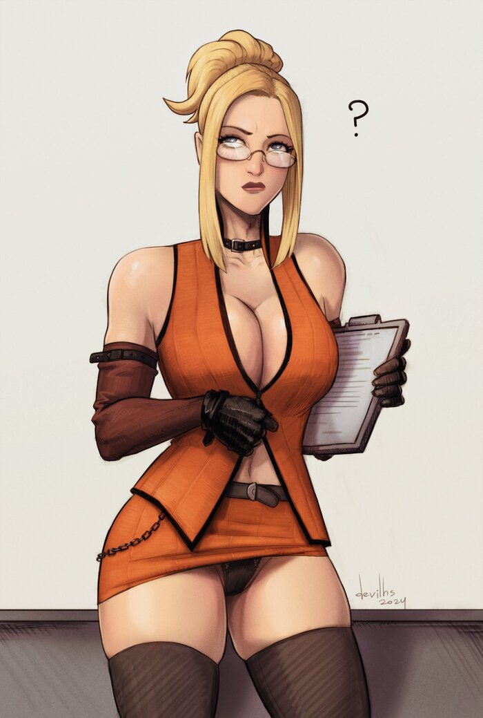 Quistis Trepe - NSFW, Art, Drawing, Final Fantasy, Final Fantasy VIII, Girls, Erotic, Hand-drawn erotica, Game art, Underwear, Stockings, Boobs, Without underwear, Upskirt, Pubis, Pubes, Girl in glasses, Devilhs, Longpost