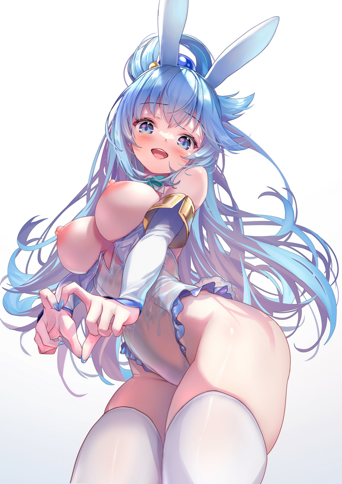 Aqua - NSFW, Anime art, Anime, Konosuba, Aqua, Hong, Bunnysuit