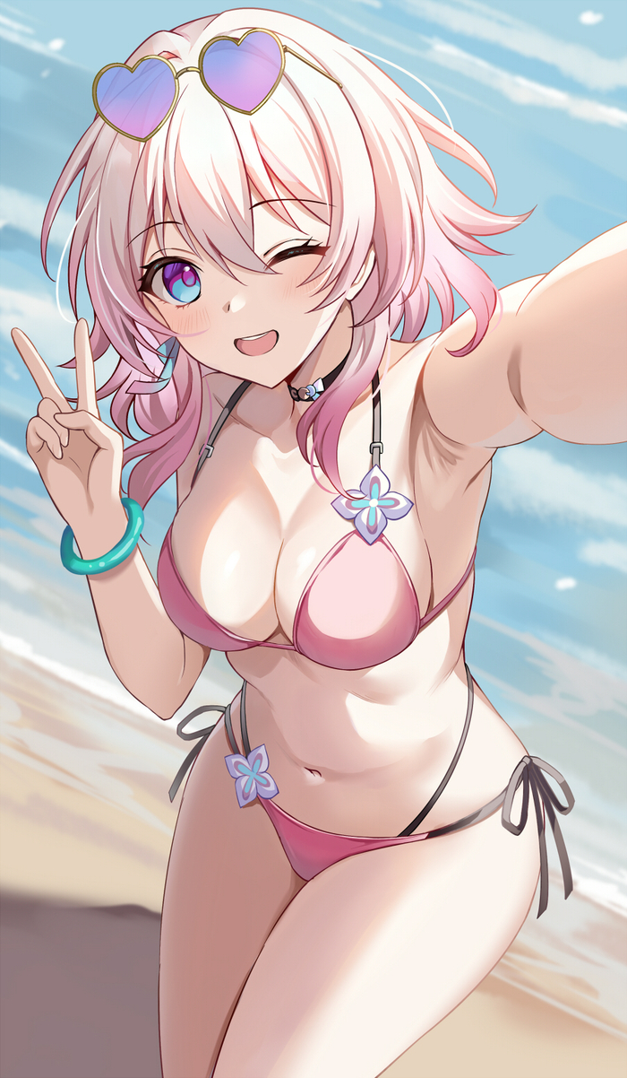 March - NSFW, March 7th (Honkai: Star Rail), Pixiv, Anime art, Hips, Anime, Swimsuit, Honkai: Star Rail