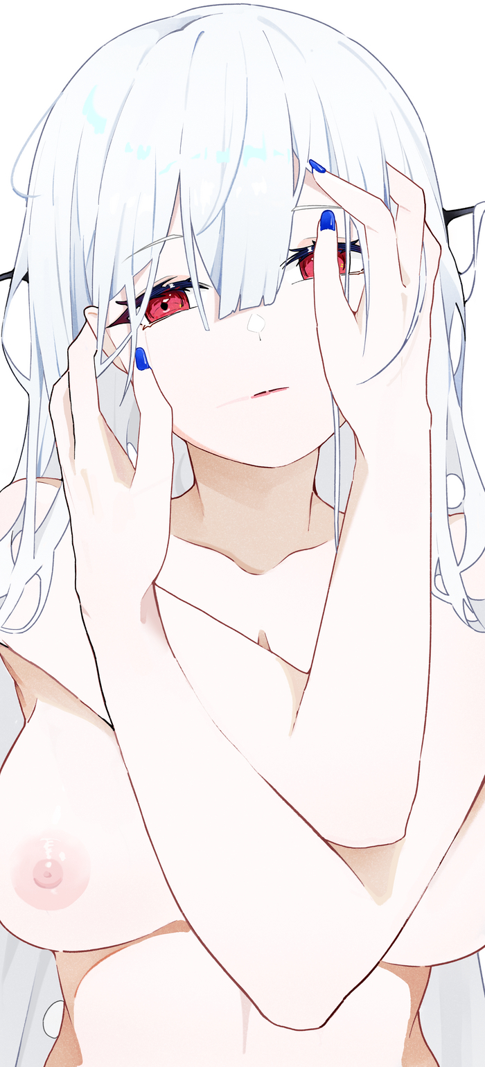 Skadi - NSFW, Anime art, Anime, Arknights, Skadi, Hand-drawn erotica, Red eyes, Longpost