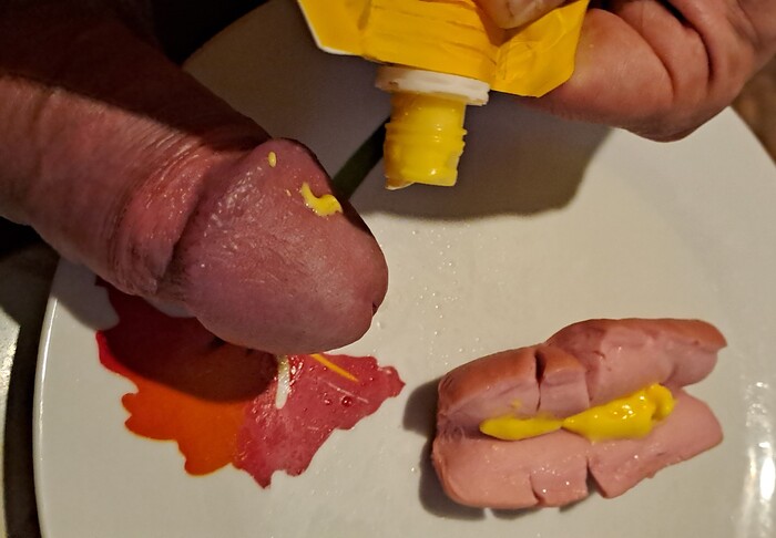 Mustard for sausage - NSFW, My, Penis, Author's male erotica