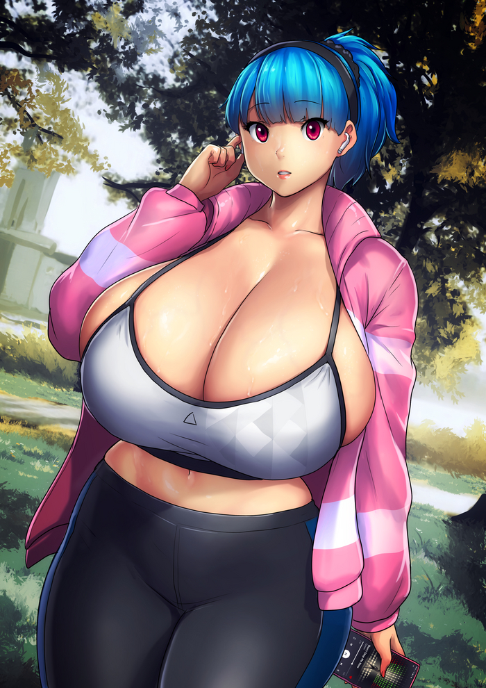 Morning jog - NSFW, Thick Thighs, Chubby Art, Полнота, Арт, Anime Art, Сиськи