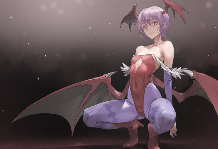 Lilith - NSFW, Anime Art, Аниме, Game Art, Darkstalkers, Lilith Aensland, Маленький размер, Delicious flat chest, Twitter (ссылка), Длиннопост