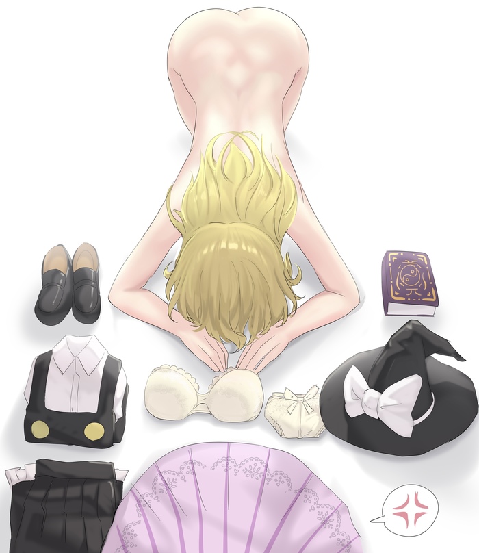 I'm sorry! - NSFW, Touhou, Kirisame marisa, Patchouli Knowledge, Art, Anime art, Anime, Youmu-kun, Booty, Underwear, Erotic, Hand-drawn erotica