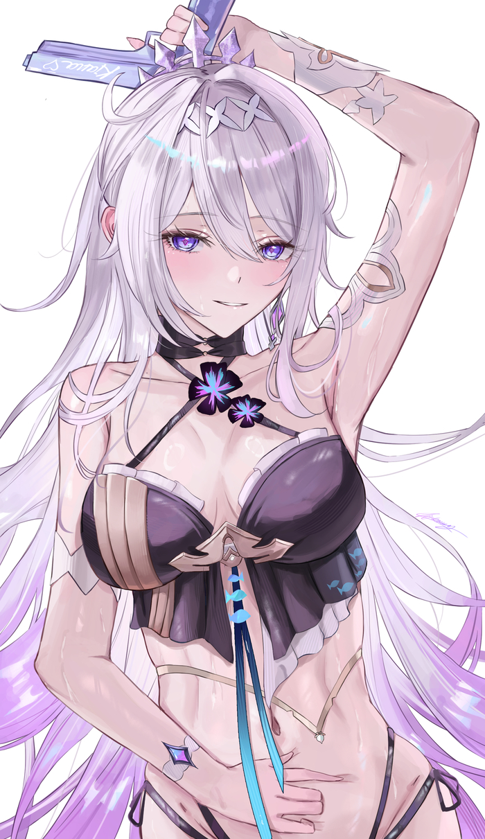 Kiana - NSFW, Kiana kaslana, Pixiv, Anime, Anime art, Stomach, Navel, Honkai Impact, Miya-chan (lightning0730)