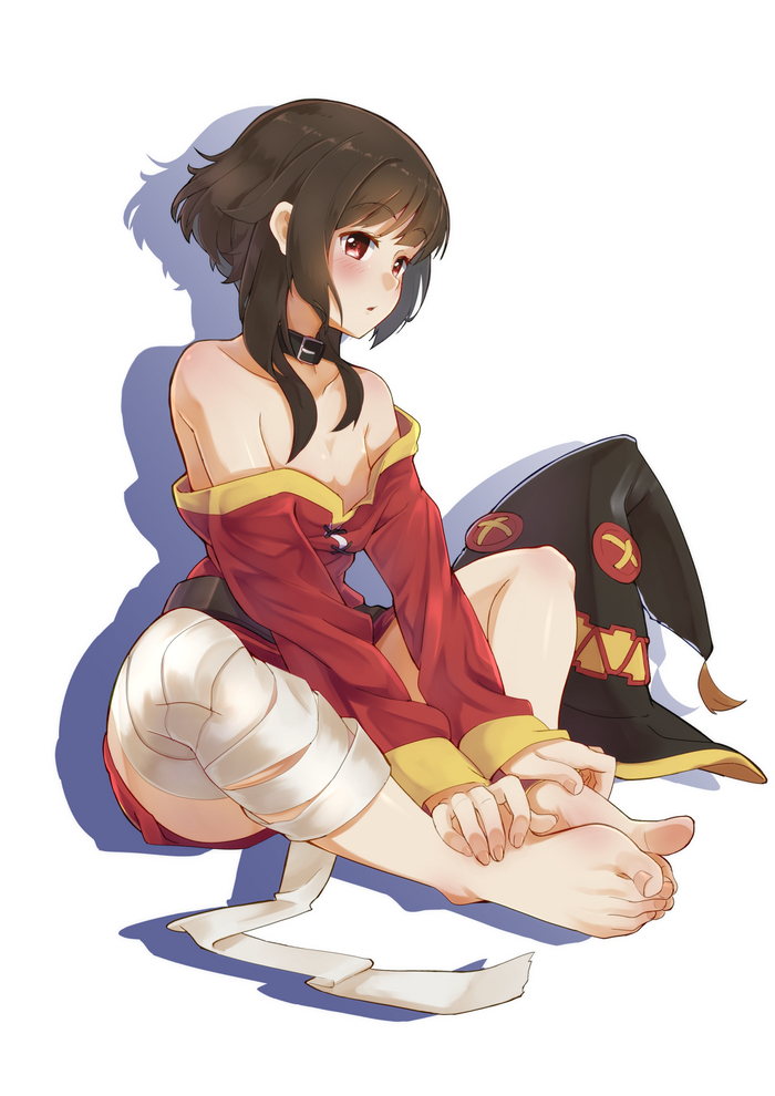 They are not allowed to blow it up, no holiday... - NSFW, Anime, Anime art, Megumin, Konosuba, Foot fetish, Casino (artist)