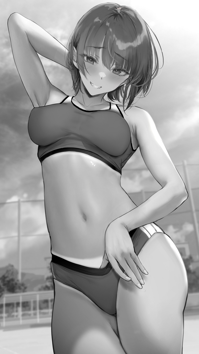 Hello... You also train here - NSFW, Anime art, Anime, Original character, Gentuki0999, Sportswear