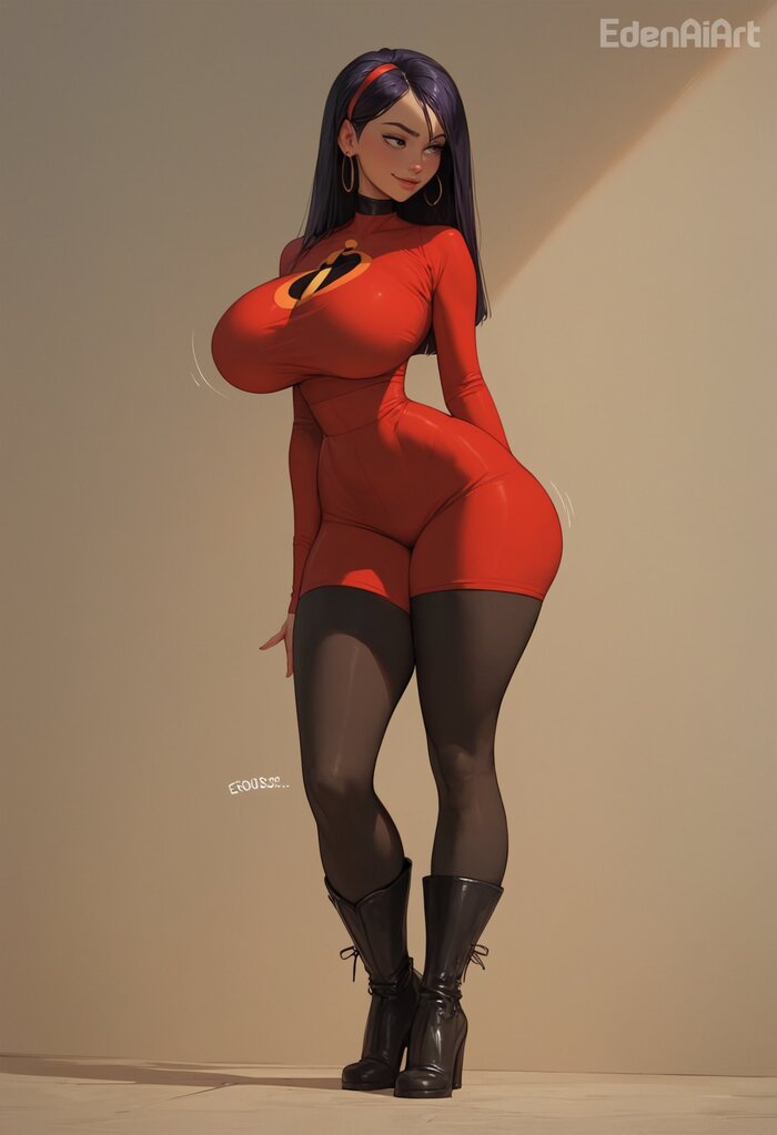 Violet - NSFW, Art, Hand-drawn erotica, Erotic, Neural network art, The Incredibles, Violet Parr, Extra thicc, Longpost