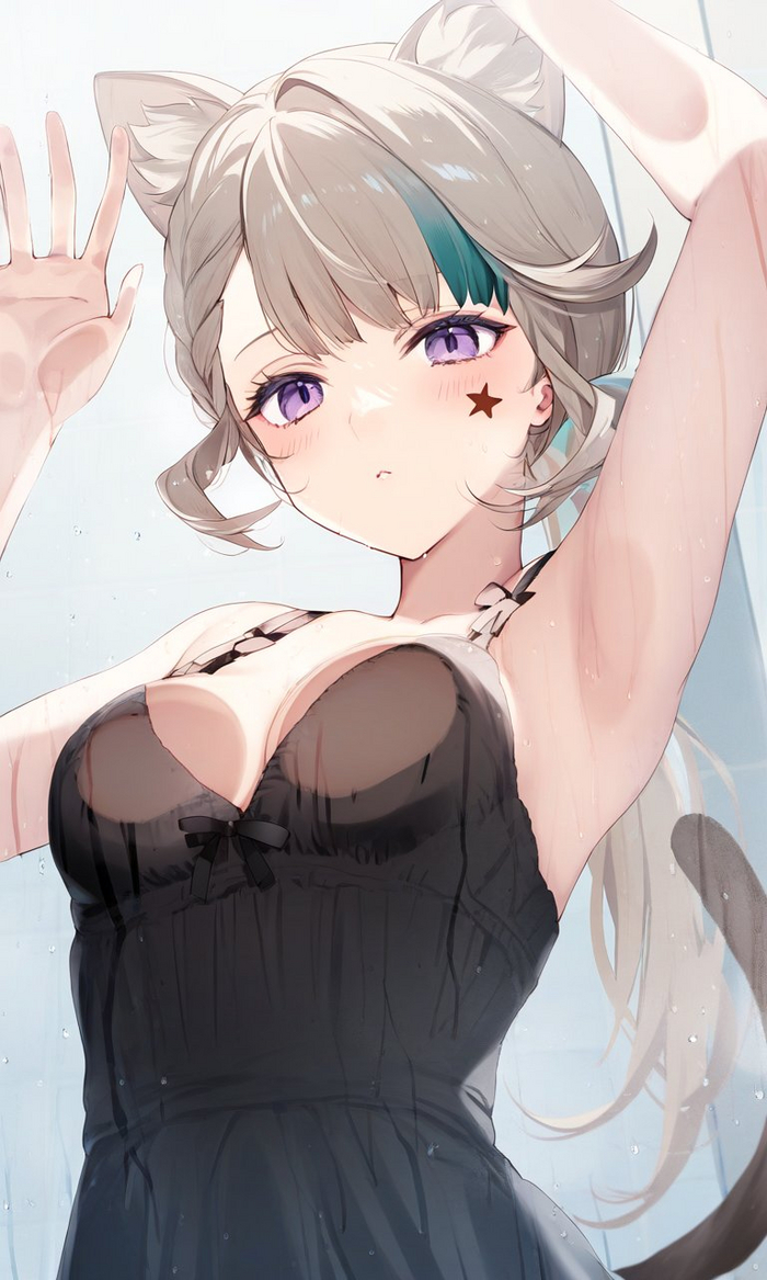 Continuation of the post Kitty - NSFW, Genshin impact, Lynette (Genshin Impact), Art, Girls, Games, Anime art, Anime, Neural network art, Animal ears, Tail, Poyon_na, Reply to post