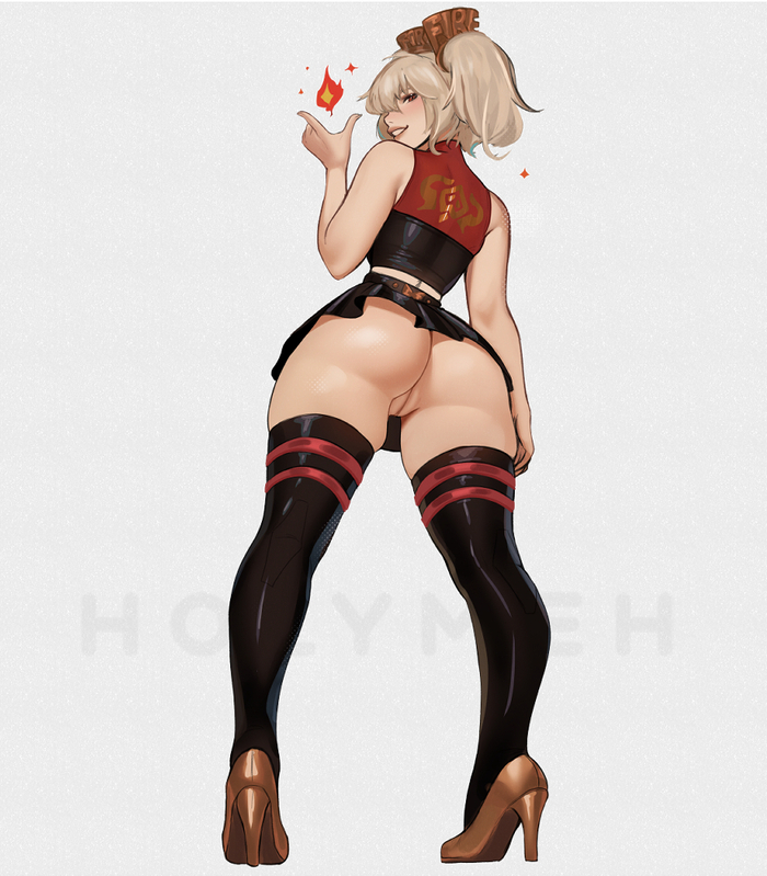 Burnice White - NSFW, Holymeh, Art, Anime, Anime art, Hand-drawn erotica, Erotic, Zenless Zone Zero, Burnice White (zzz), Game art, Labia, Booty, Stockings, High heels