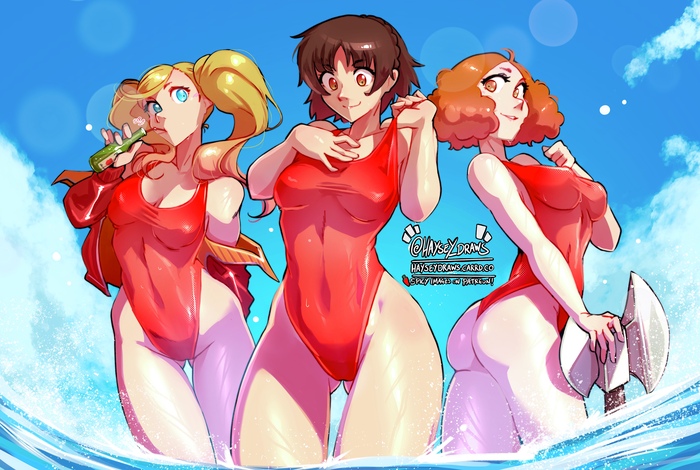 Continuation of the post Beach episode - NSFW, Art, Anime, Anime art, Hand-drawn erotica, Erotic, Persona, Swimsuit, Persona 5, Sae Niijima, Niijima Makoto, Kawakami Sadayo, Takemi Tae, Reply to post, Ann takamaki, Okumura haru, Kasumi Yoshizawa, Game art, Longpost, Sakura futaba