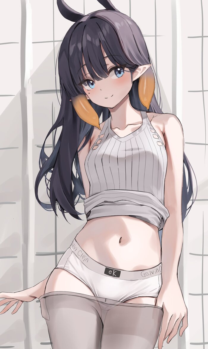 Инанис - NSFW, Аниме, Anime Art, Девушки, Hololive, Ninomae Inanis, Virtual YouTuber, Панцу, Трусы, Нижнее белье, Колготки