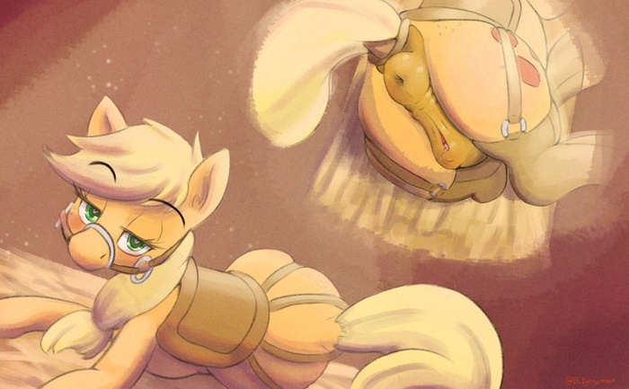 Жока в полном облачении - NSFW, My Little Pony, PonyArt, MLP Explicit, MLP anatomically correct, MLP Носочки, Applejack