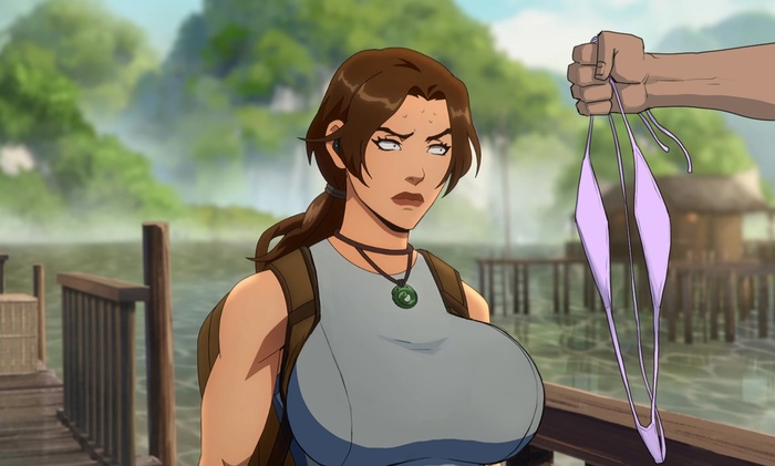 How to raise the ratings of the new series about Lara Croft - NSFW, Art, Games, Tomb raider, Lara Croft, Animated series, Girls, Bikini, Humor, Boobs, Erotic, Devilhs, Longpost