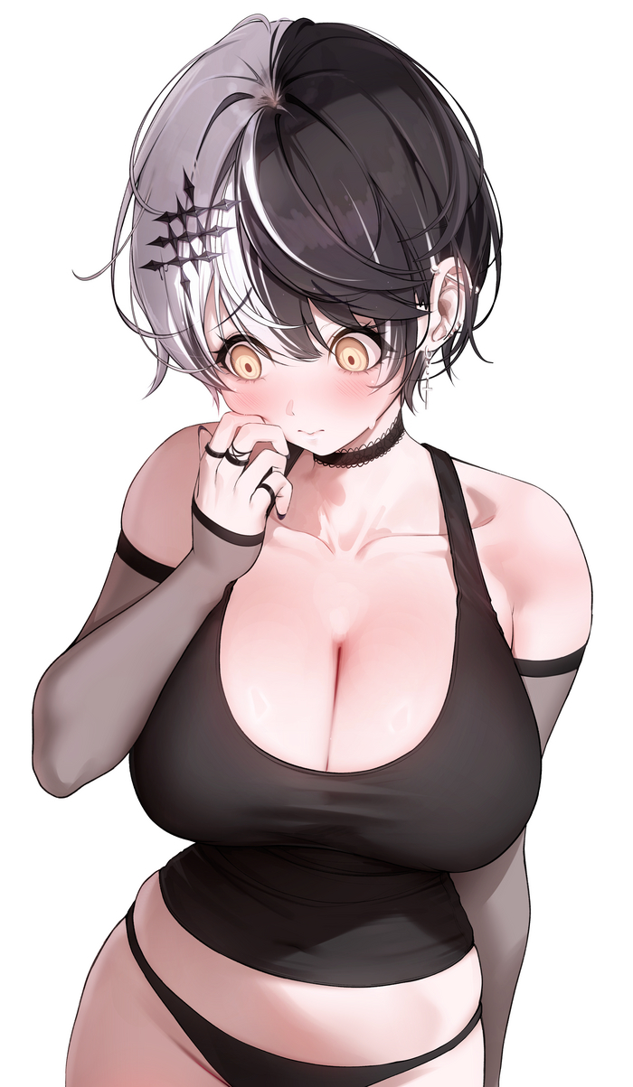 Shiori - NSFW, Anime Art, Аниме, Hololive, Virtual YouTuber, Shiori Novella, Сиськи, Чокер