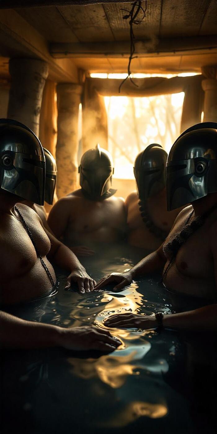 Mandalorian Baths - NSFW, My, Society, Absurd, The culture, Star Wars, Mandalorian, credo, Sauna, Bath, Steam room, Serials, Humor, Naked, Longpost