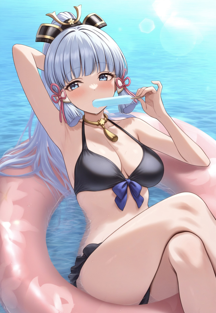 Ayaya - NSFW, Anime, Anime art, Pixiv, Neural network art, Genshin impact, Kamisato Ayaka (Genshin Impact), Swimsuit