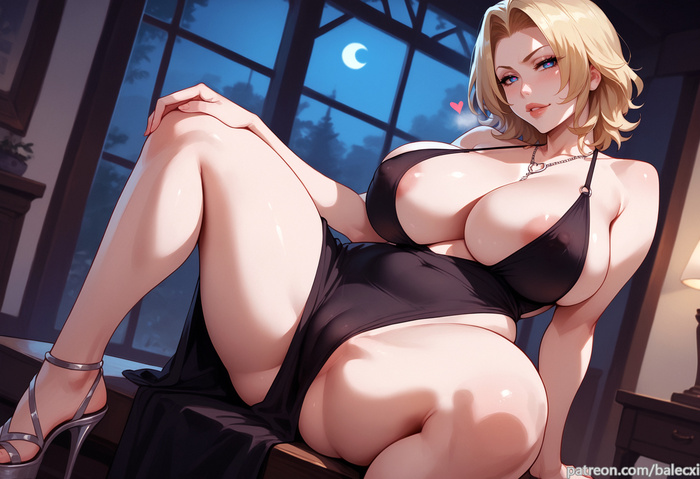 A night for two - NSFW, Art, Anime, Anime art, Hand-drawn erotica, Erotic, Neural network art, Bleach, Rangiku Matsumoto, Extra thicc, Longpost