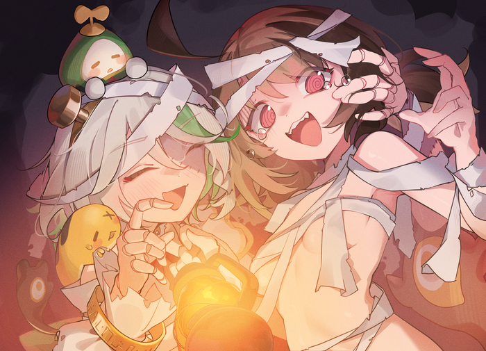 Halloween Autofister - NSFW, Anime, Anime art, Virtual youtuber, Hololive, Gigi Murin, Cecilia Immergreen, Halloween