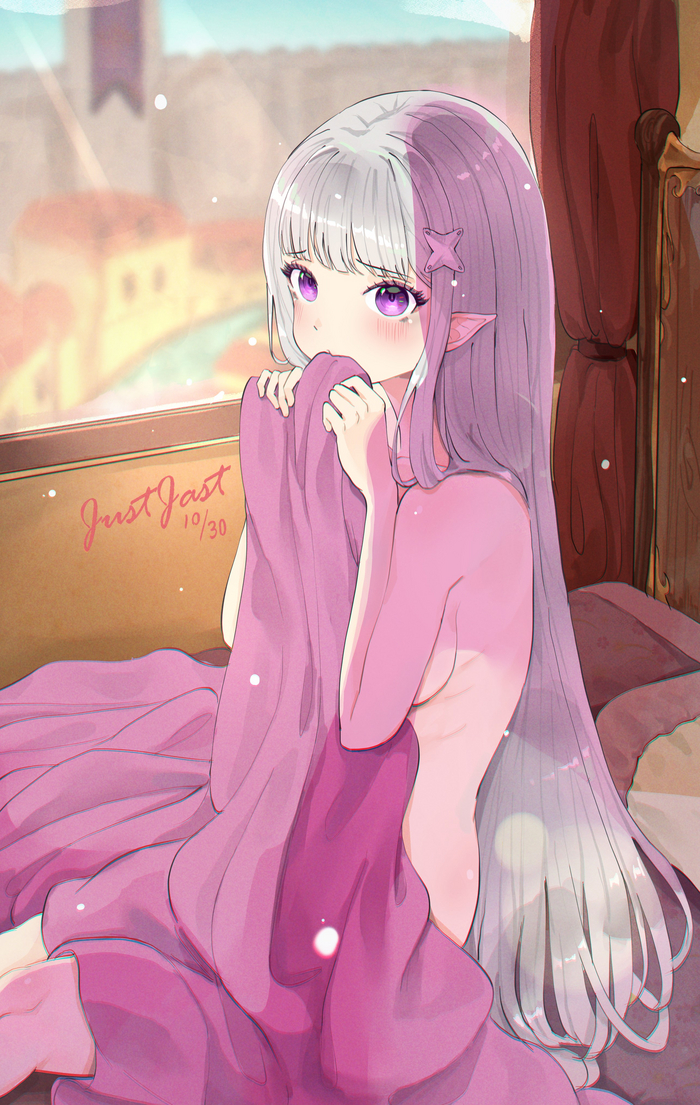 Emilia - NSFW, Anime art, Anime, Re: Zero Kara, Emilia, 18+