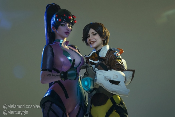 Cosplay on Widowmaker and Tracer from Overwatch by Lady Melamori and Mercurygin - NSFW, My, Cosplay, Lady melamori, Mercurygin, Overwatch, Widowmaker, Tracer, Longpost, 18+