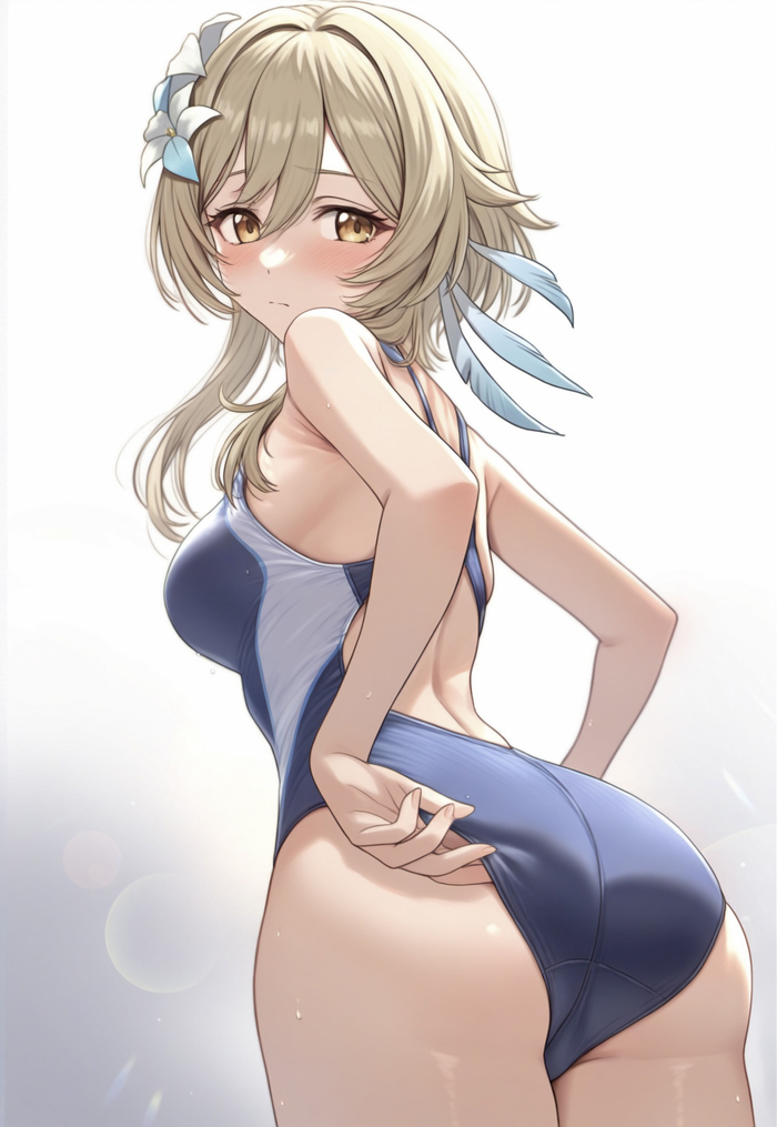 Lumin - NSFW, Lumine (Genshin Impact), Anime, Pixiv, Anime art, Genshin impact, Swimsuit, Neural network art, Booty