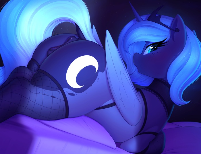 Gorgeous Lunyashka - NSFW, My little pony, PonyArt, MLP Explicit, MLP anatomically correct, MLP Socks, Princess luna, 18+