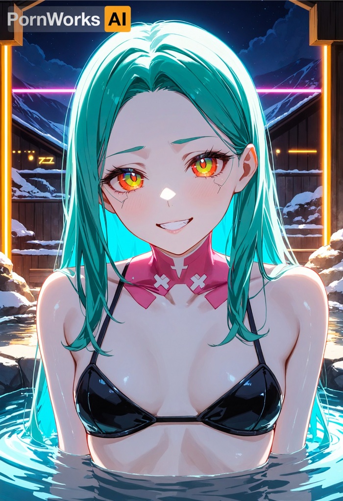 Rebecca - 18+, My, Erotic, Original character, Anime, Neural network art, Нейронные сети, Artificial Intelligence, Rebecca, Cyberpunk, Colorful hair, NSFW, Cyberpunk: Edgerunners