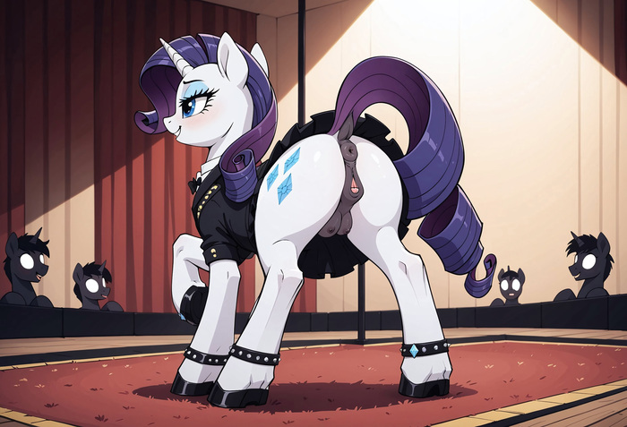 Fashion show or fashion show? - 18+, My, Neural network art, My little pony, MLP Explicit, MLP Udder, Rarity, NSFW