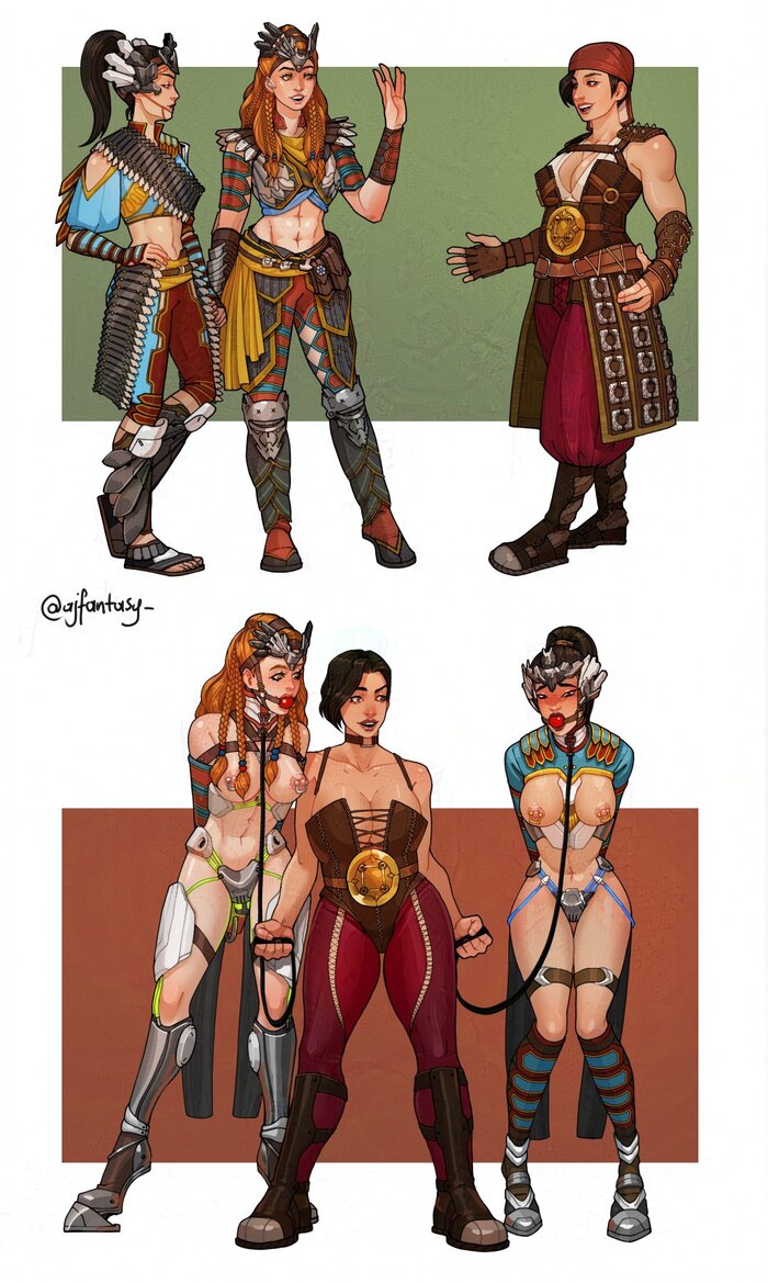 Petra's new project - 18+, Art, Games, Horizon zero dawn, Horizon forbidden west, Girls, Eloy, Bondage, Gag, Piercing, Ponyplay, Boobs, Erotic, NSFW