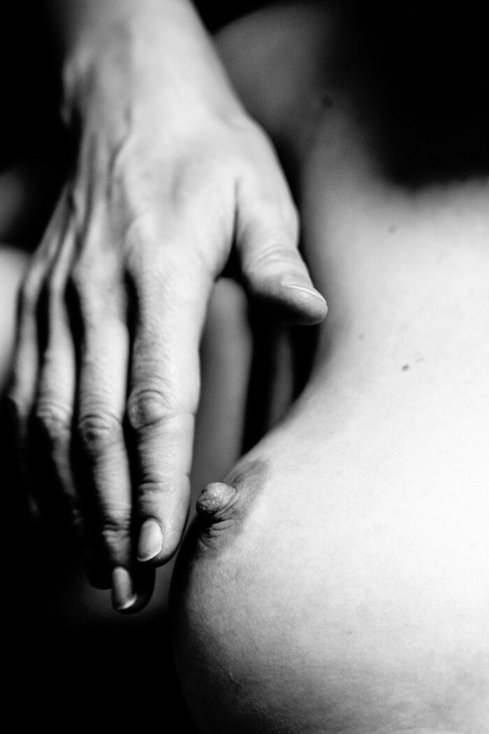 Touch - 18+, My, Boobs, Professional shooting, No face, Erotic, Black and white photo, NSFW