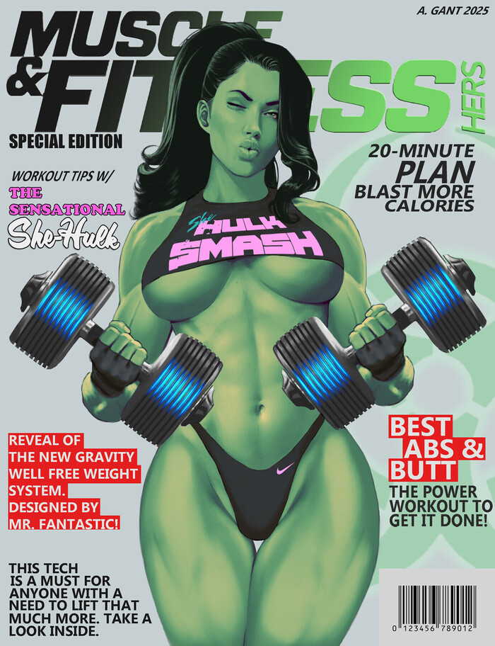 Luxury Girl Cover - 18+, Muscleart, Strong girl, Sleep-Sleep, Marvel, She-Hulk, Muscle, Press, Sports girls, Body-building, Bodybuilders, Art, Hand-drawn erotica, NSFW