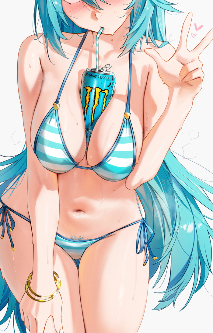 Divine Monster - 18+, Anime, Anime art, Konosuba, Aqua, Swimsuit, Monster, NSFW, Monster Energy