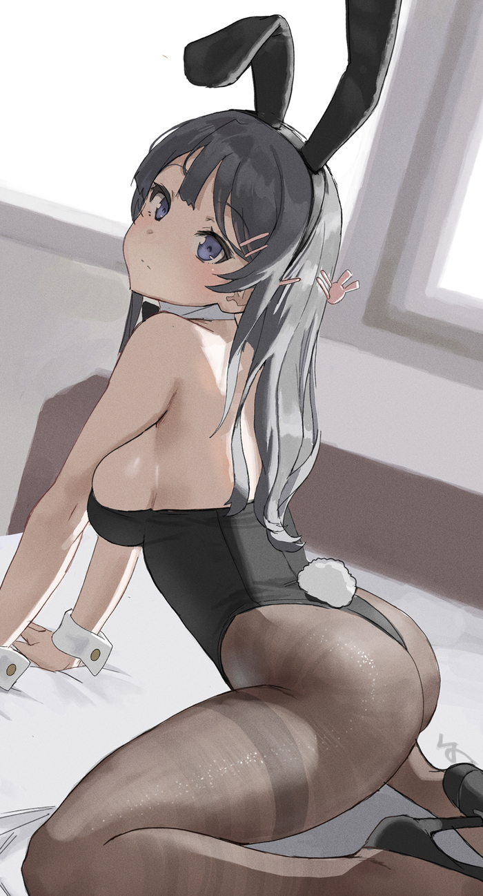 Bunny - NSFW, Anime, Anime art, Art, Mai Sakurajima, Zefrablue, Bunnysuit, Booty, Erotic, Hand-drawn erotica