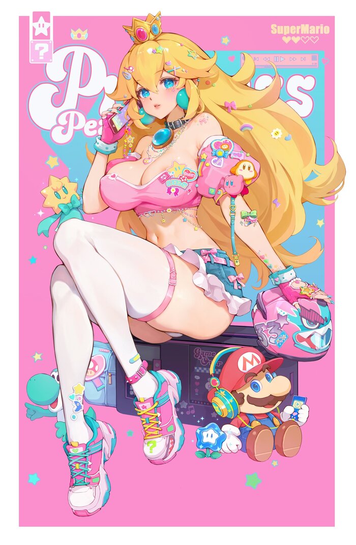 Princess Peach - NSFW, Anime, Anime art, Art, Girls, Princess peach, Super mario, Games, Boobs