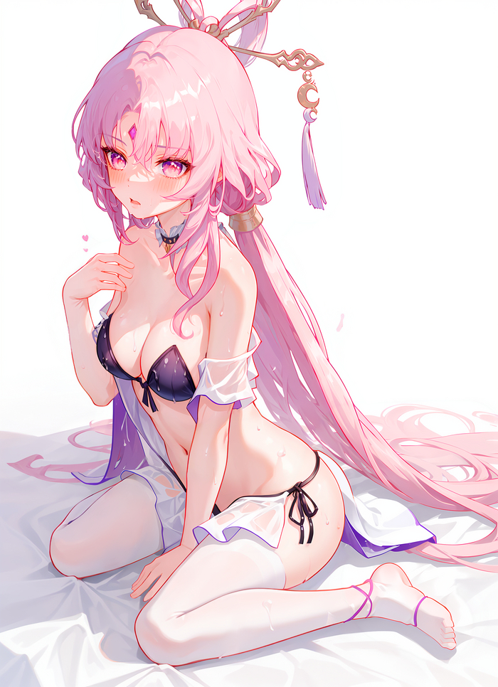 Fu Xuan - NSFW, Anime art, Honkai: Star Rail, Fu Xuan (Honkai: Star Rail), Stockings, Akihi