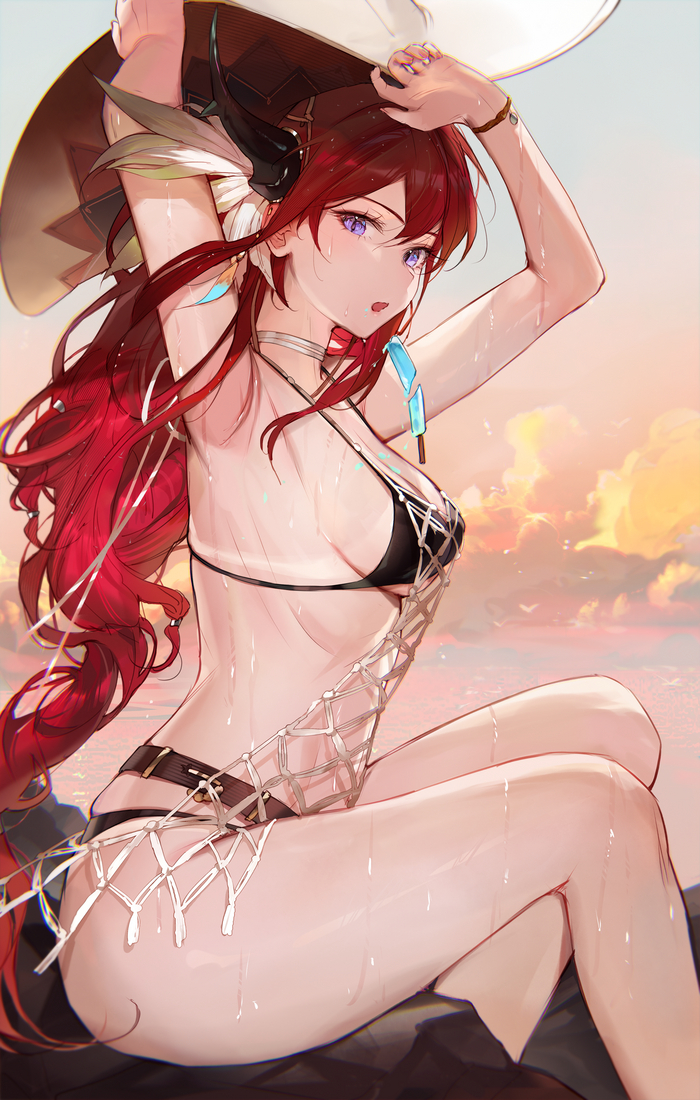 Surtr (Arknights) - NSFW, Erotic, Anime art, Girls, Anime, Art, Surtr, Arknights, Bikini