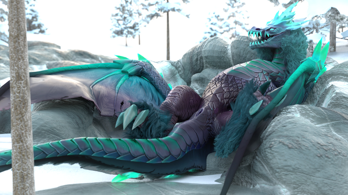 Winter Waifu - NSFW, Render, Wyvern, Furotica, Furotica female, 3D, The Dragon, Auroth