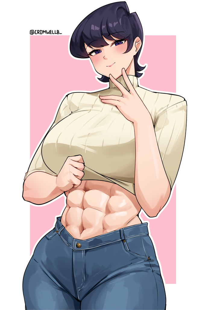 Strong mommy - NSFW, Cromwellb, Art, Anime, Anime art, Hand-drawn erotica, Muscleart, Strong girl, Komi-san wa comyushou desu, Komi Shuuko, MILF, Erotic