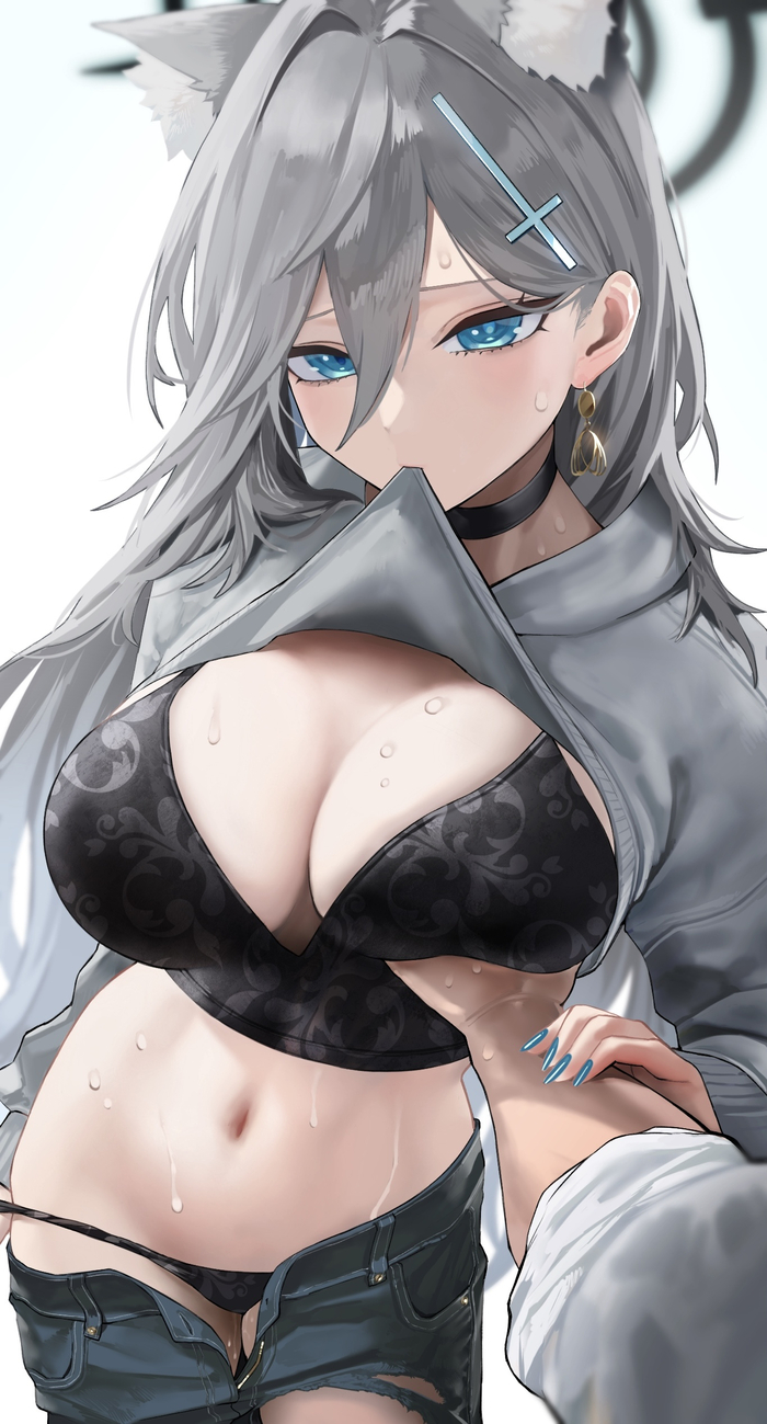 Sunaookami Shiroko - NSFW, Anime, Anime art, Art, Girls, Sunaookami shiroko, Shiroko Terror, Games, Boobs, Hand-drawn erotica