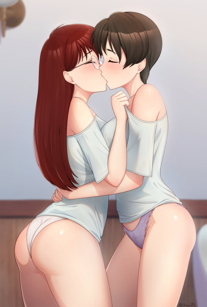 Stainless night - NSFW, Anime art, Anime, Yuri, Underwear, Lesbian